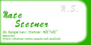 mate stetner business card